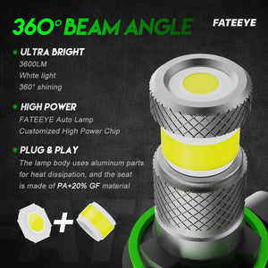 FATEEYE H11/H8/H16 Led Fog Light Bulbs or DRL, 6000K Xenon White 360 Degree Fog Light Led, Mini Size All in One Fog Bulbs Daytime Running Lights Replacement, White Pack of 2