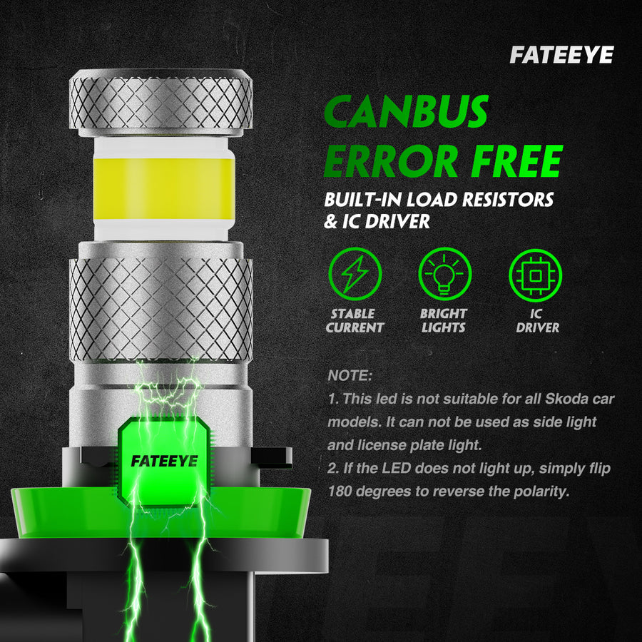 FATEEYE H11/H8/H16 Led Fog Light Bulbs or DRL, 6000K Xenon White 360 Degree Fog Light Led, Mini Size All in One Fog Bulbs Daytime Running Lights Replacement, White Pack of 2