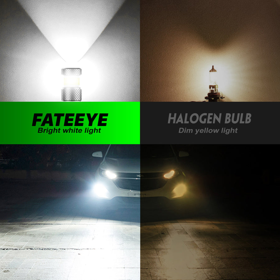 FATEEYE H11/H8/H16 Led Fog Light Bulbs or DRL, 6000K Xenon White 360 Degree Fog Light Led, Mini Size All in One Fog Bulbs Daytime Running Lights Replacement, White Pack of 2