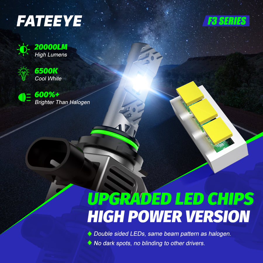 FATEEYE A700-F3-9012 20000LUMENS 100W HI/LO BEAM MOTORCYCLE CAR LED HEADLIGHT BULBS