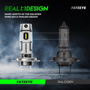 FATEEYE H7 LED Bulbs 1:1 Mini Size, Non-polarity, No Adapter Required Easy Install Conversion Kit, Fanless H7ll Fog lights Halogen Replacement
