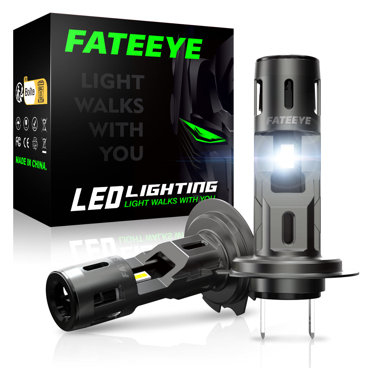 FATEEYE Paar H7 LED Scheinwerfer 50W 6500K Halogen Canbus Fehlerfrei  Zulassung