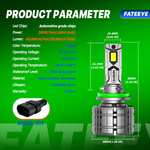 LED HEADLIGHT BULBS SUPER POWER 200W 40000LUMENS