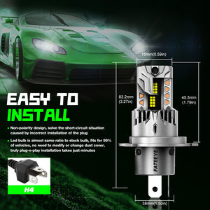 FATEEYE F5 Series Wireless | 9005 H4 H7 H11 LED Bulbs Perfect Beam 80W 22000LM 6500K White | 2 Bullbs